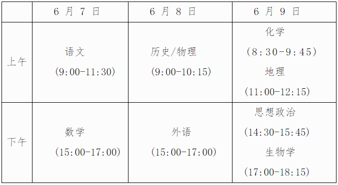 高考考試時(shí)間安排表2024-圖1